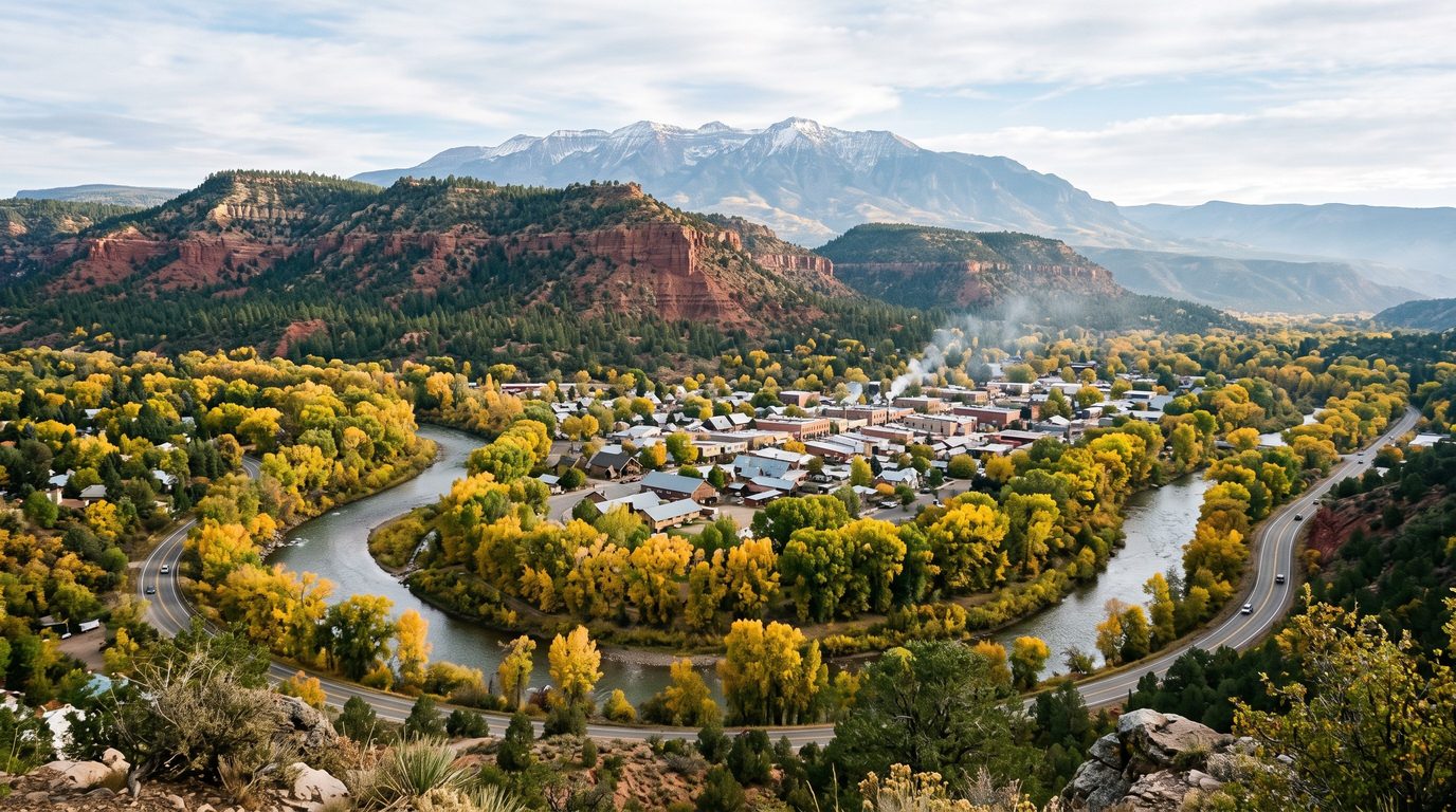 The Animas River valley at Durango, Colorado in early autumn