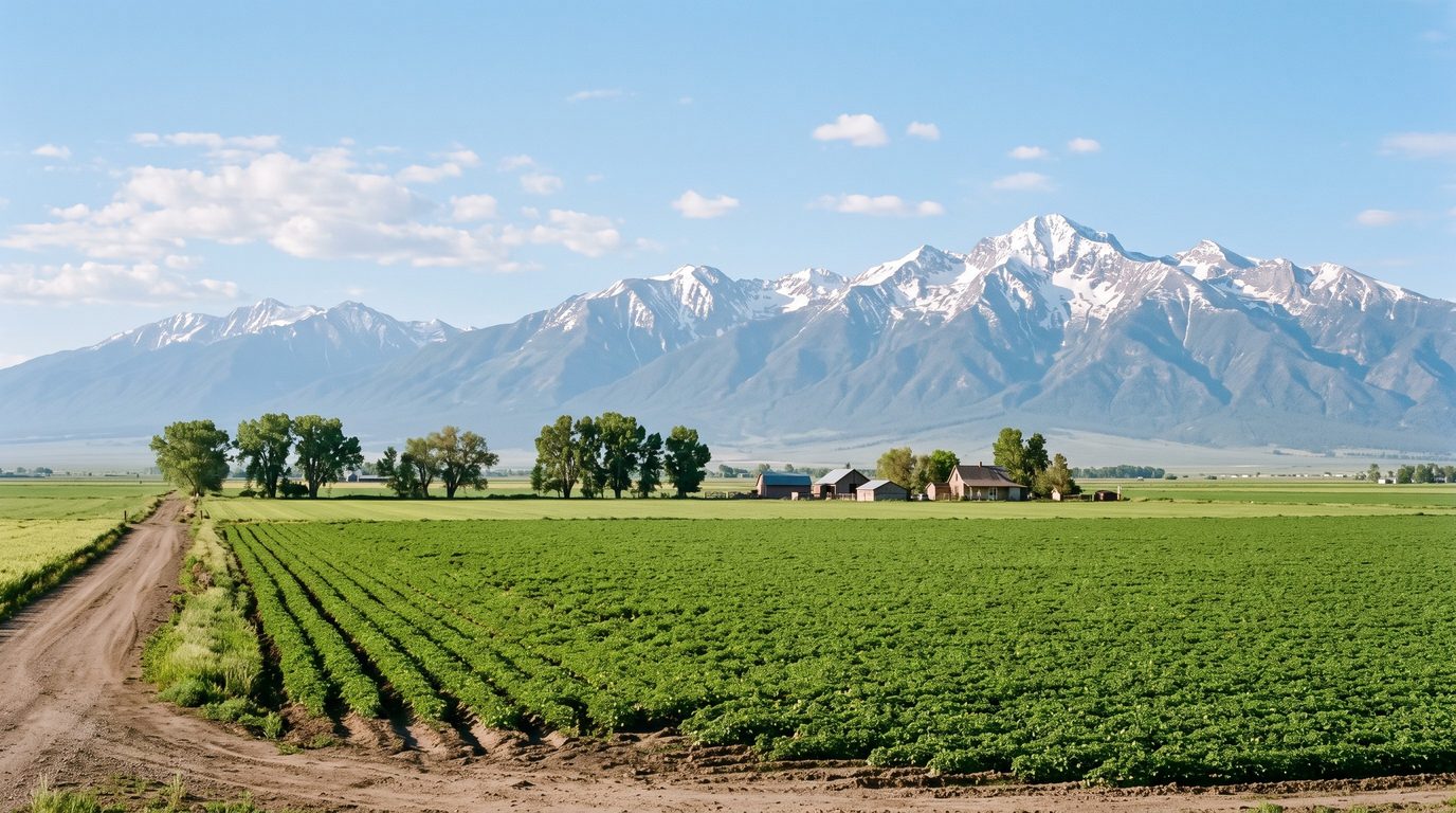 San Luis Valley farm fields below Blanca Peak, Colorado
